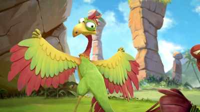 -Launch me up there, kids!
-Okay, here goes... - Gigantosaurus