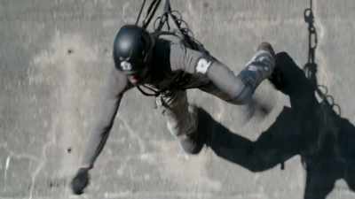 Left and right leg over. That's it.
That's it. Arm out. - Celebrity SAS: Who Dares Wins