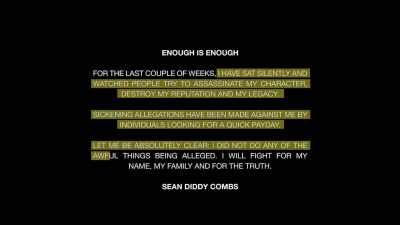 Let me be absolutely clear, I did not - Diddy: Monster's Fall