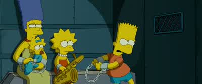 Let us out Let us outStop that You'll scratch your shacklesI hope I doOh way to go BartYou stinkNo you stink - The Simpsons Movie