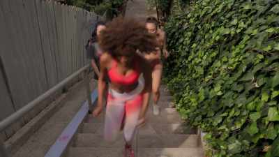 ‐ Let's go, girls.
Last one to spin class buys kombucha. - Dollface