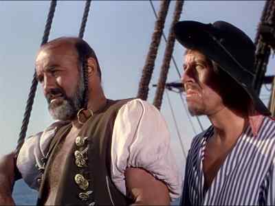 - Let's see thee swim to yonder island.
- Aye, and back again. - The Crimson Pirate