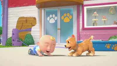 ♪ Let's shake, shake, shake
The puppy shake ♪ - CoComelon Lane