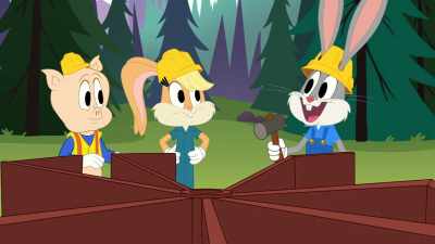 Let's work together
to find trees that have fallen, - Bugs Bunny Builders