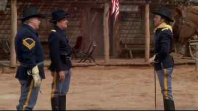 Lieutenant Cummins reporting, sir,
with 19 hostiles. Cheyenne, sir. - One Little Indian