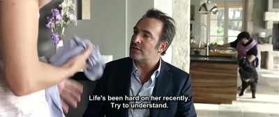 Life's been hard on her recently.
Try to understand. - Up for Love