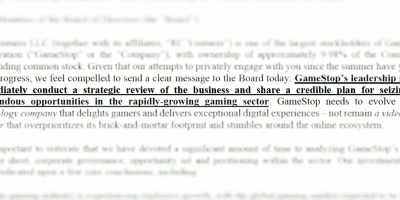 Like Dr. Burry before him,
Cohen warned the GameStop board - Apes Together Strong