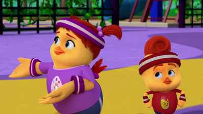 Like having us practice by weaving around
those pine cones. - The Chicken Squad