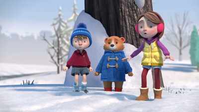 -Listen…
-[footsteps in snow] - The Adventures of Paddington