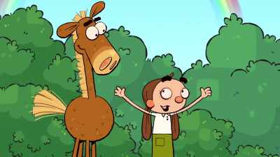 - Look, a rainbow!
- A pony and a rainbow? - It's Pony