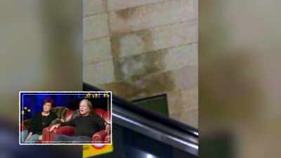 Look, there he is. Face.
Jesus' face in the wall. - The Osbournes Want to Believe