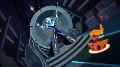 -(LOUD CREAKING) - Sounds
like we need to jump ship, - Justice League Action