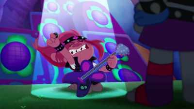 ‐[loud guitar plays]
‐[Val] Really? - Trolls: TrollsTopia