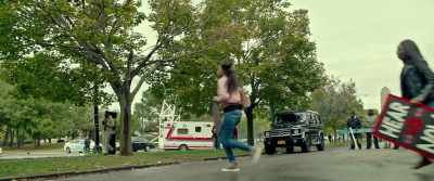(LOUD HIP-HOP MUSIC
PLAYING ON STEREO) - The First Purge