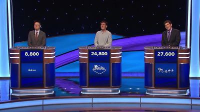 [low beeps]
Elvis Costello's longtime - Jeopardy! Masters