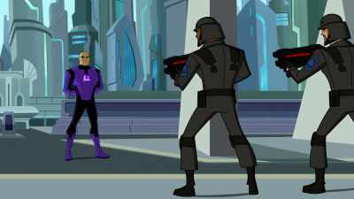 - (LOW HISSING)
- (COCKING GUNS) - Justice League Action