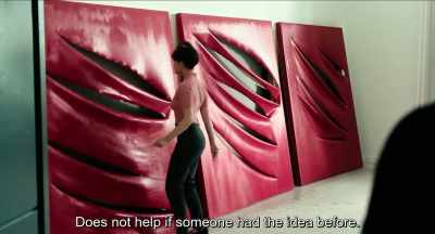 Lucio Fontana has been
slitting canvas for six years.
. - Never Look Away