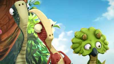-Lunch has arrived!
-(Rugos cheering) - Gigantosaurus