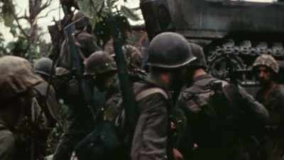 MacArthur's Marines load up - The Pacific War in Color