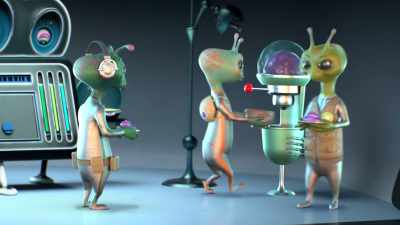 - [machine dinging]
- [contented sighing] - Alien TV