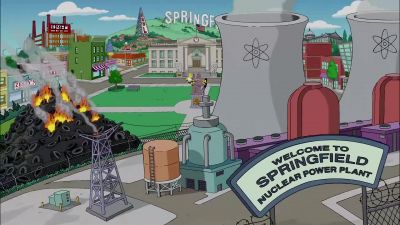 (machine gun firing) - The Simpsons