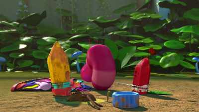 [Magenta blowing balloon] - Larva Family