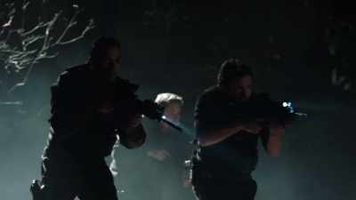 -MAN 1: Watch your backs!
-MAN 2: I can't see them! - The Passage