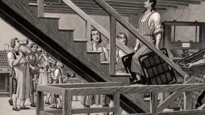 Man as Franklin: I drank
only Water; the other Workmen - Benjamin Franklin