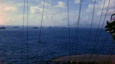 Man: IT BECOMES QUIET
AFTER THE ENEMY WARSHIPS LEAVE. - The Pacific War in Color