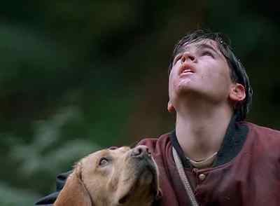 MAN:
Man is out the door.  - Far from Home: The Adventures of Yellow Dog