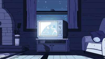 [man on TV grunts] - Hilda