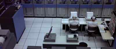 MAN OVER SPEAKER:
Clear traffic in central left web. - THX 1138