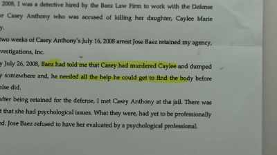 Man: WHEN CAYLEE'S BODY
WAS DISCOVERED, - Casey Anthony: An American Murder Mystery