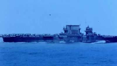 Many ships are tied up - The Pacific War in Color