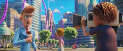 Marty Muckraker reporting live from
Mayor Humdinger's latest disaster. - PAW Patrol: The Movie