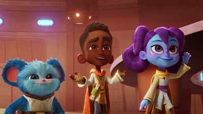 Master Zia told us this
was the last shuttle to Tenoo. - Star Wars: Young Jedi Adventures