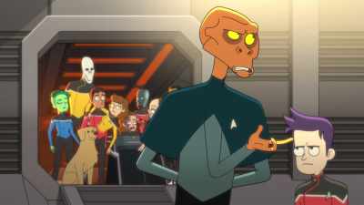 Maybe paint the ship
some friendlier colors, - Star Trek: Lower Decks