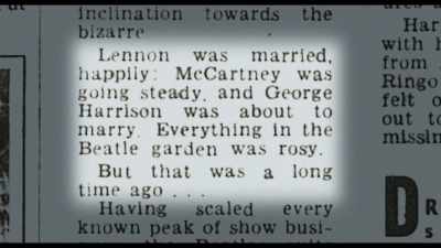 McCartney was going steady,
and George Harrison was about to marry. - The Beatles: Get Back