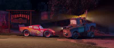 McQueen and Sally parked beneath a treeK i s somethin' somethin' somethin' t - Cars