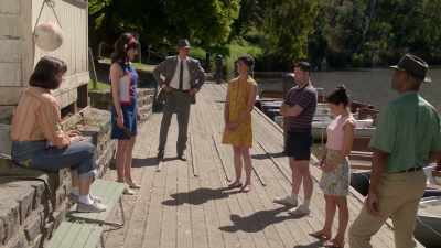 Meanwhile, Abraham came back
and Frank rode in on his scull. - Ms Fisher's Modern Murder Mysteries
