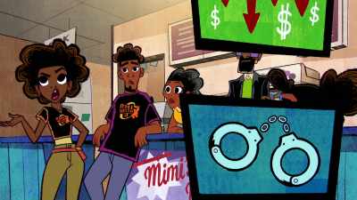 Meanwhile, blackouts
mean more crime, - Marvel's Moon Girl and Devil Dinosaur