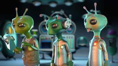 - Mee?
- [Scarometer yawning] - Alien TV