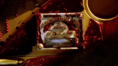 Metal plate:
"Haggenmiller and Sons." - CSI: Crime Scene Investigation