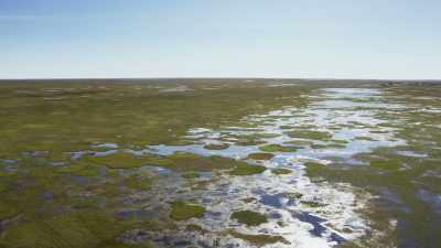 Methane can be seen
escaping from lakes. - Frozen Planet II