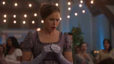 [Mia gasps] - Paging Mr. Darcy