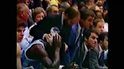 Michael Jordan in
a mid-air collision with a
backboard. This is amazing. - In Search of Greatness