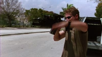 [ Michael Narrating ]
There's a reason it's called
bullet resistant glass, - Burn Notice