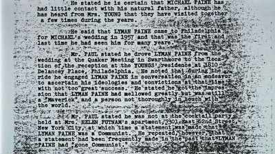 Michael's father was a declared
Trotskyite, met with a little group of - The Assassination & Mrs. Paine