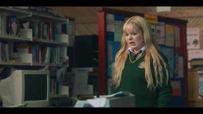 Michelle's running round saying it's her,
that she wrote the story, - Derry Girls
