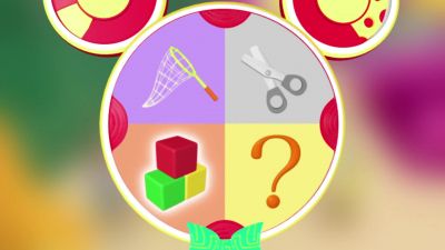 MINNIE:
Hmm. We have a net, big building blocks - Mickey Mouse Clubhouse